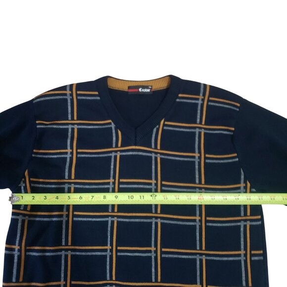 Vintage Captor Mens Navy Sweater Size XXL Window Pane Plaid Preppy Office Casual - Picture 8 of 8